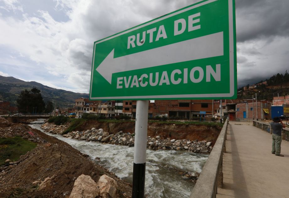 Evakuierungsschild in Huaraz