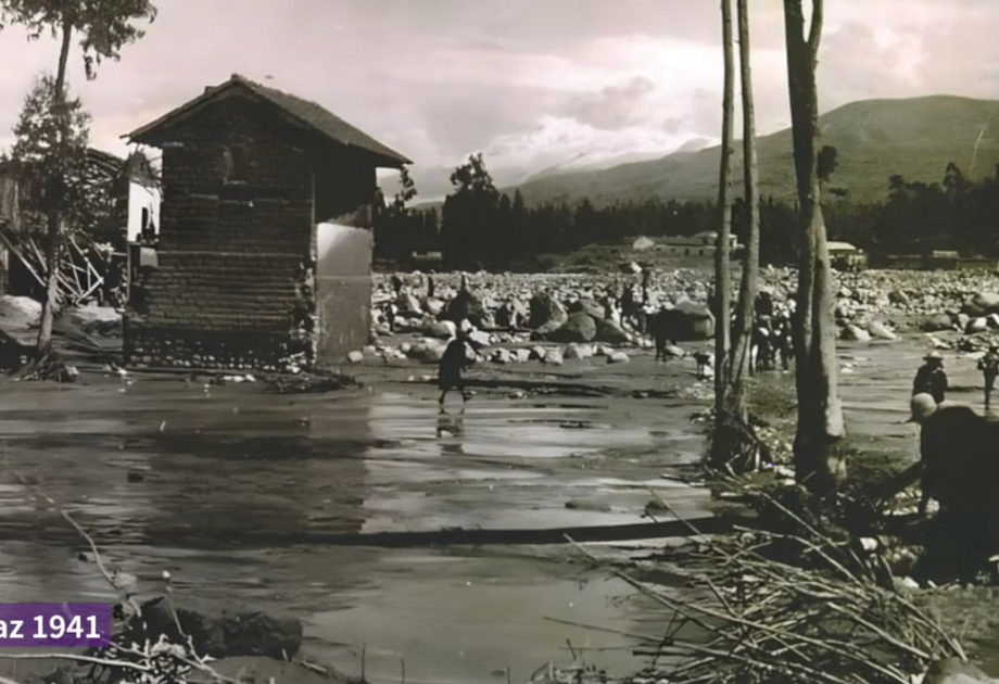 Aufnahme der Auswirkungen der Flutwelle in Huaraz 1941